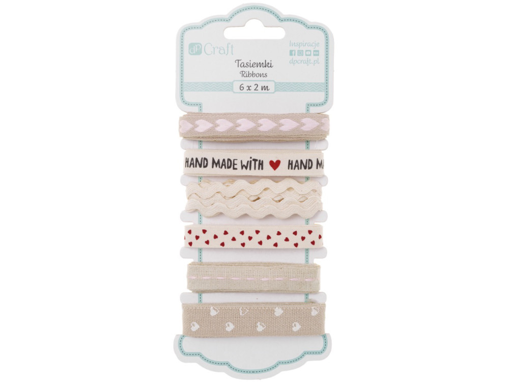 Decorative ribbons, Handmade with Love - DpCraft - 6 pcs. x 2 m