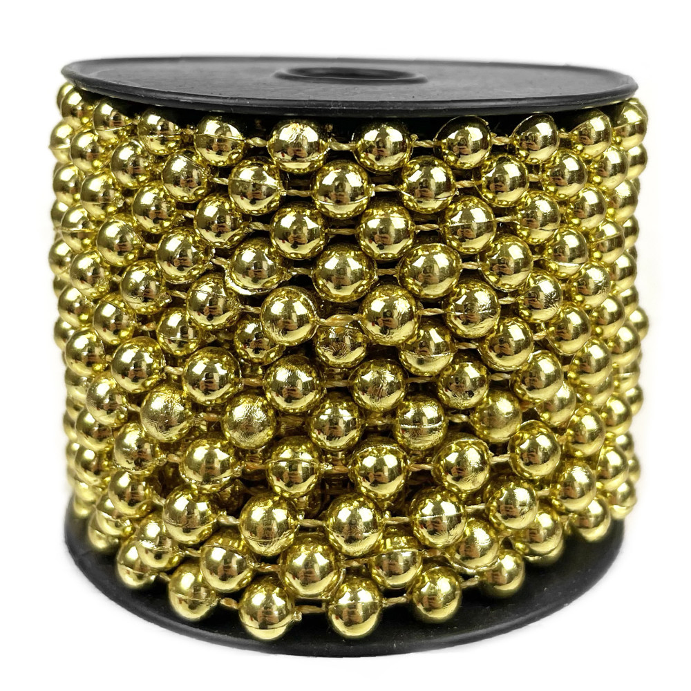 Christmas tree bead chain - gold, 5 mm x 10 m