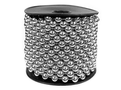 Christmas tree bead chain - silver, 5 mm x 10 m