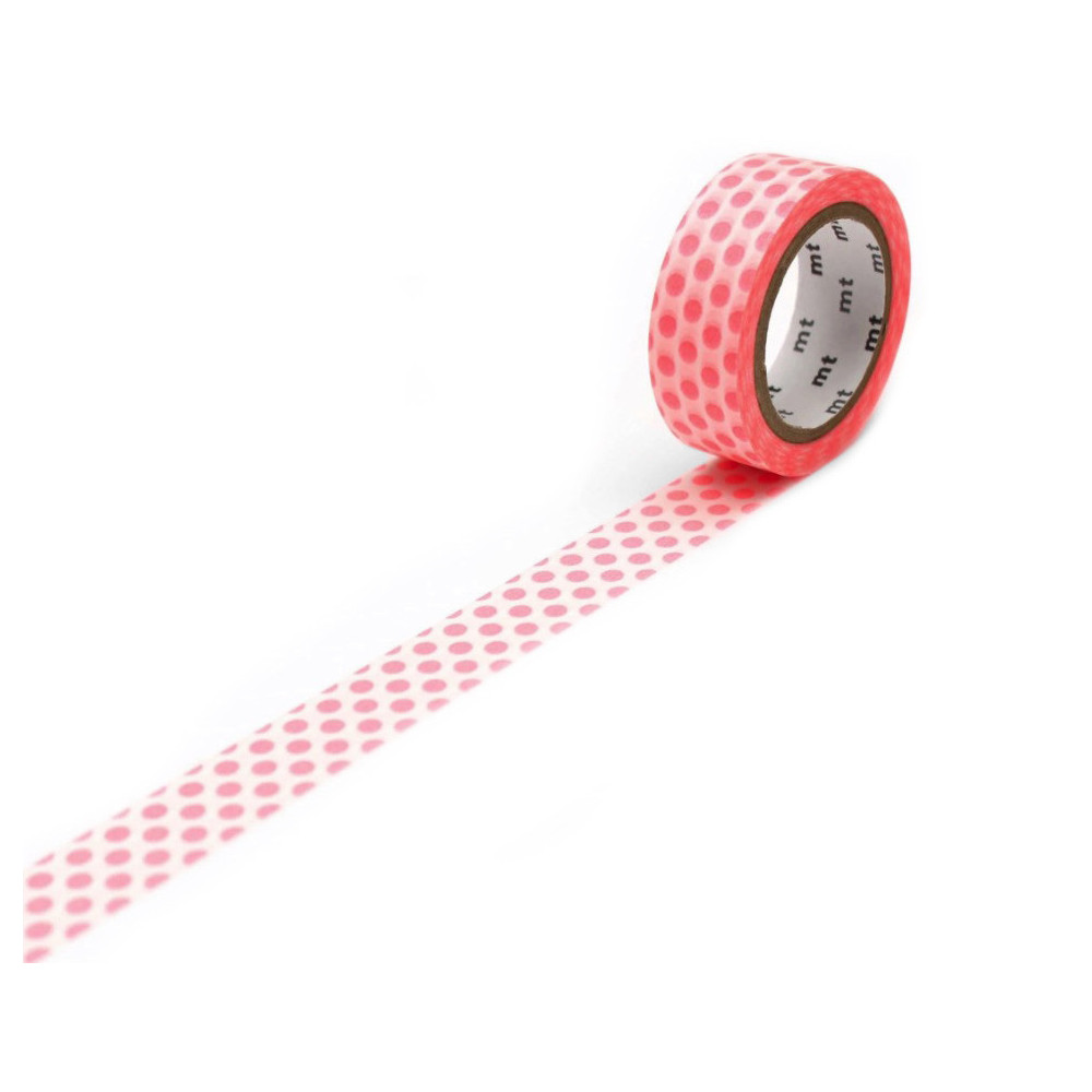 Taśma papierowa washi - MT Masking Tape - Dot Shocking red, 7 m