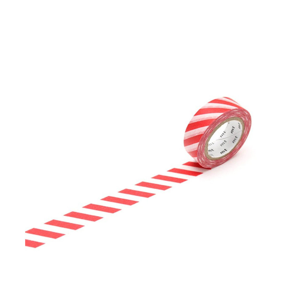 Taśma papierowa washi - MT Masking Tape - Stripe Red, 7 m