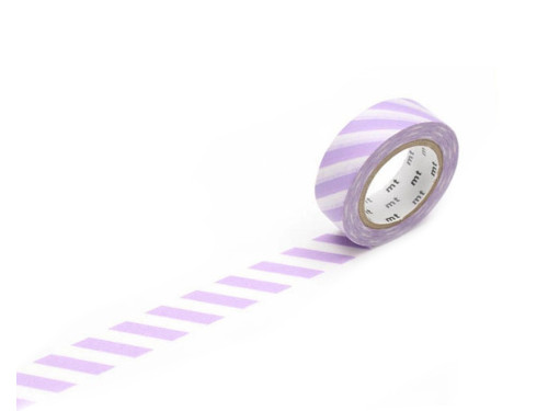 Taśma papierowa washi - MT Masking Tape - Stripe Lilac, 7 m