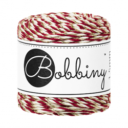 Cotton cord for macrames - Bobbiny - Christmas Red, 1,5 mm, 35m