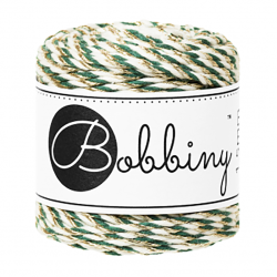 Cotton cord for macrames - Bobbiny - Christmas Green, 1,5 mm, 35m