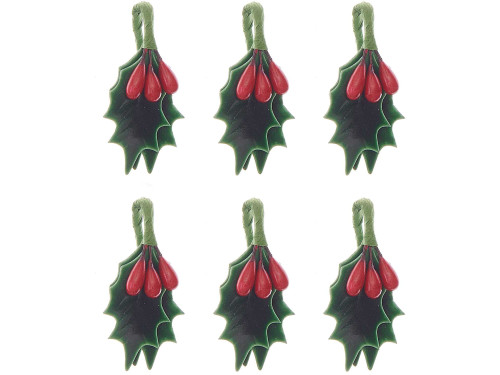 Christmas branch, holly - Rico Deign - green, 6,5 cm, 6 pcs.