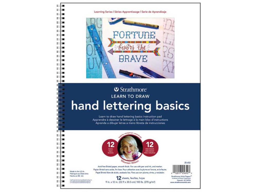 Learn to Draw Hand Lettering Basics, Instruction Pad - Strathmore - 22,9 x 30,5 cm, 270 g, 12 sheets