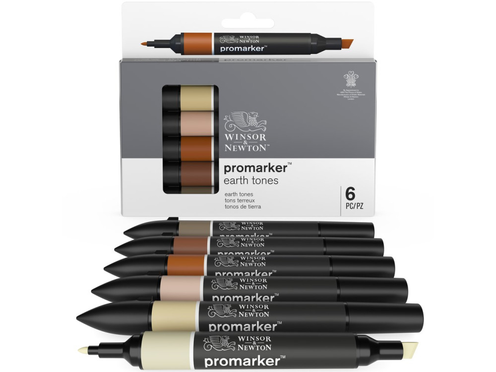 Promarker set - Winsor & Newton - Earth Tones, 6 pcs.