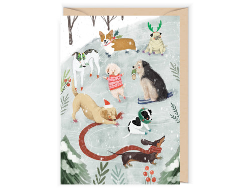Greeting card - Cudowianki - Christmas doggies, 12 x 17 cm