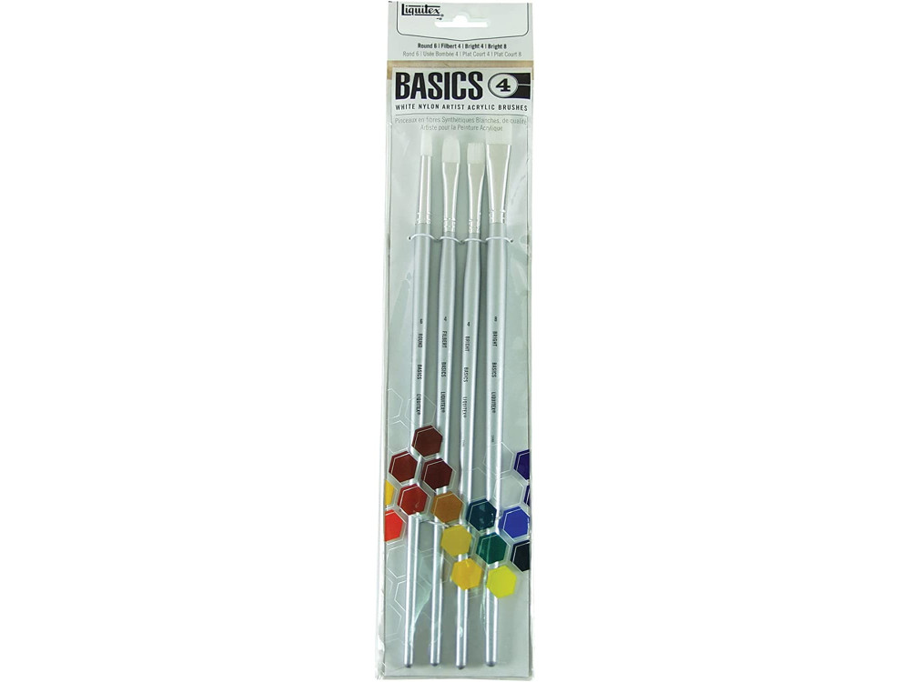 Set of synthetic Basics brushes - Liquitex - long handle, 4 pcs.