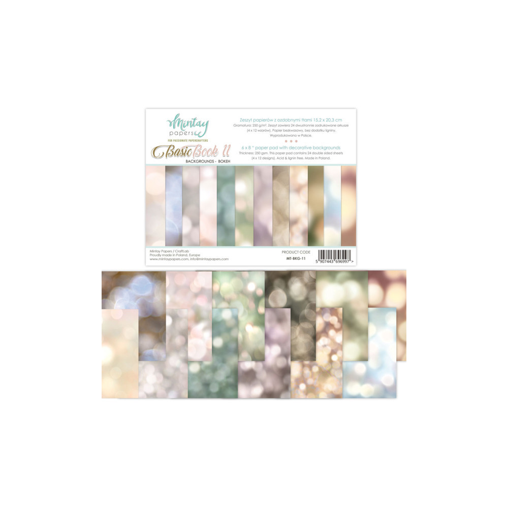 Set of scrapbooking papers 15,2 x 20,3 cm - Mintay - Basic Book 11, Bokeh