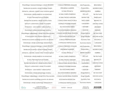 Arkusz napisów do scrapbookingu 30,5 x 30,50 cm - Mintay - Okazje