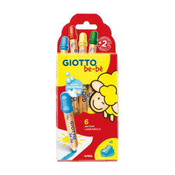 Grube kredki ołówkowe dla dzieci z temperówką - Giotto bebe - 6 kolorów