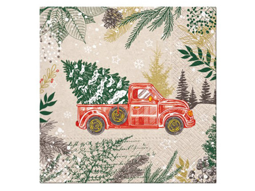Serwetki ozdobne We Care - Paw - Vintage Christmas Car, 33 x 33 cm, 20 szt.