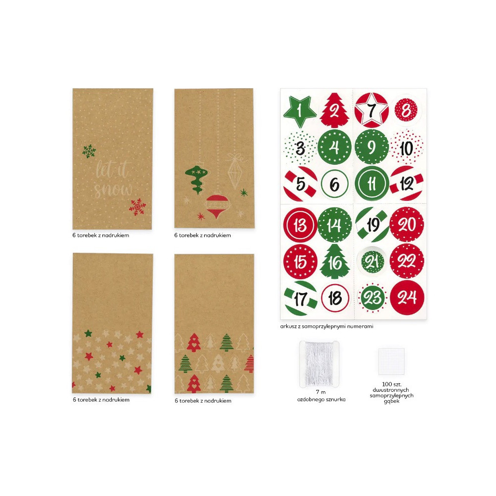 Advent calendar, bags DIY - craft, 24 pcs.