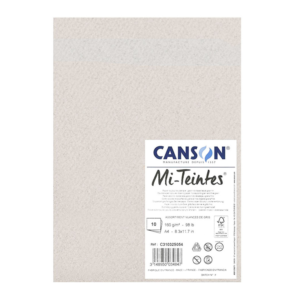 Mi Teintes paper pad for pastels - Canson - shades of grey, A4, 160 g, 10 sheets