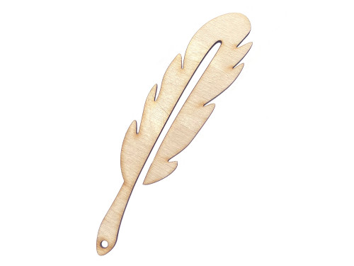 Wooden edged feather pendant - Simply Crafting - 13 cm