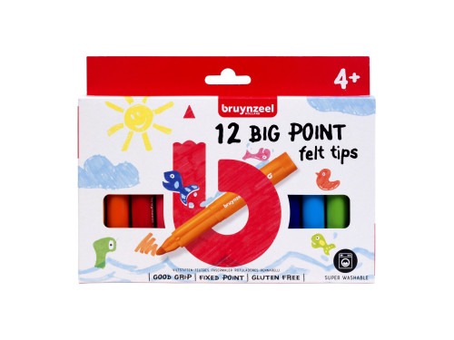 Set of Big Point Felt Tip pens for kids - Bruynzeel - 12 pcs.