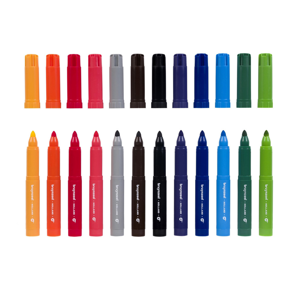 Set of Big Point Felt Tip pens for kids - Bruynzeel - 12 pcs.