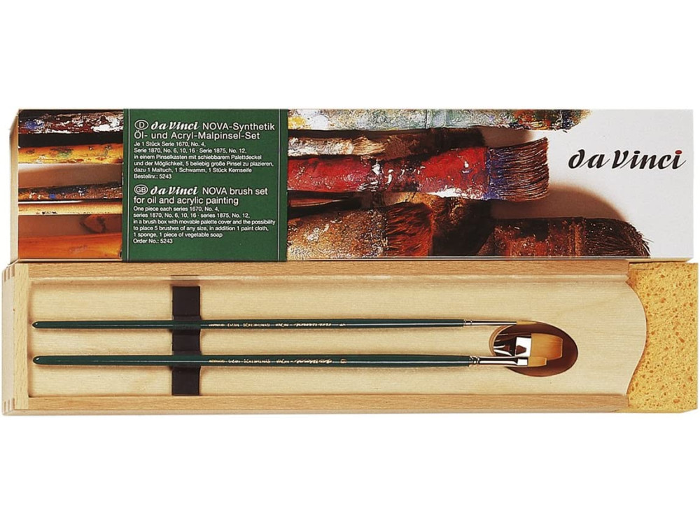 Set od synthetic Nova brushes in wooden case - Da Vinci - 5 pcs.