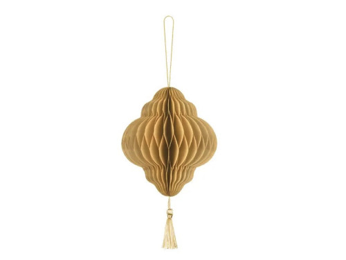 Paper honeycomb bauble, Lantern - beige, 13,2 x 15 cm
