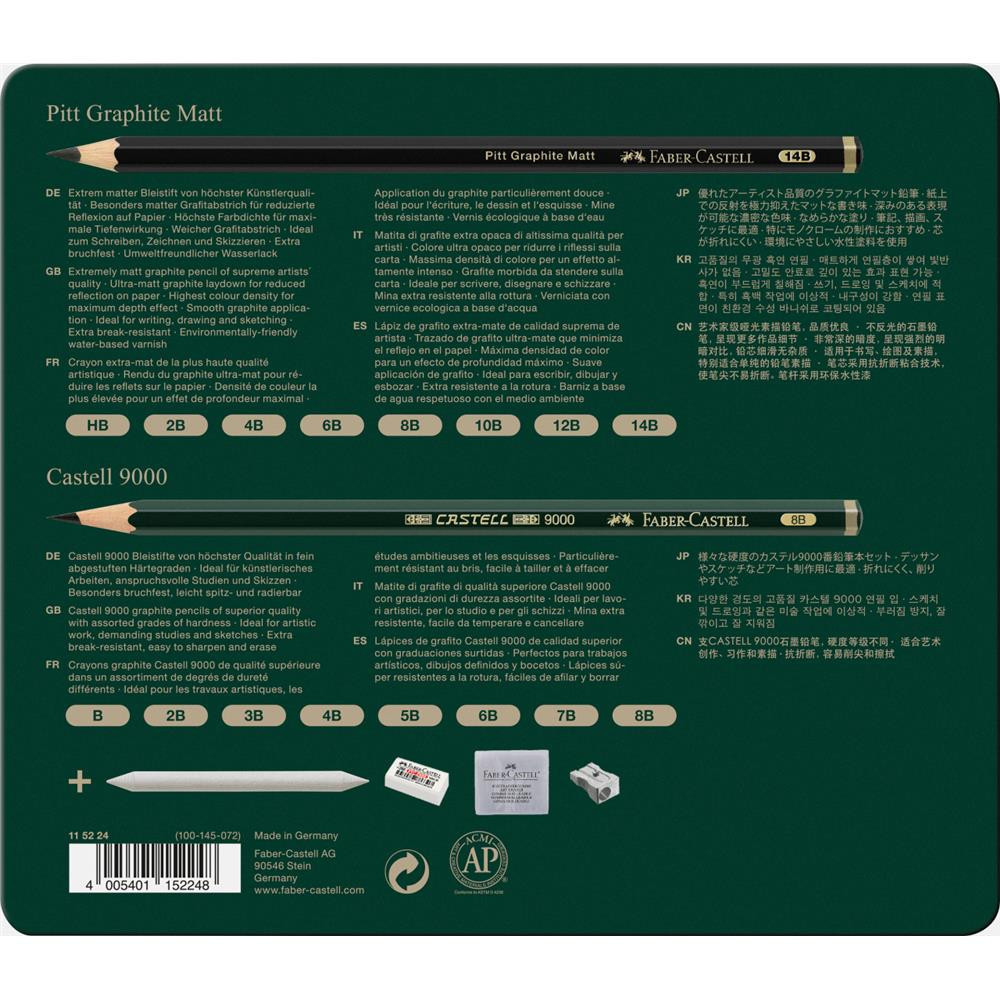 Zestaw ołówków Pitt Graphite Matt & Castell 9000 - Faber-Castell - 20 szt.