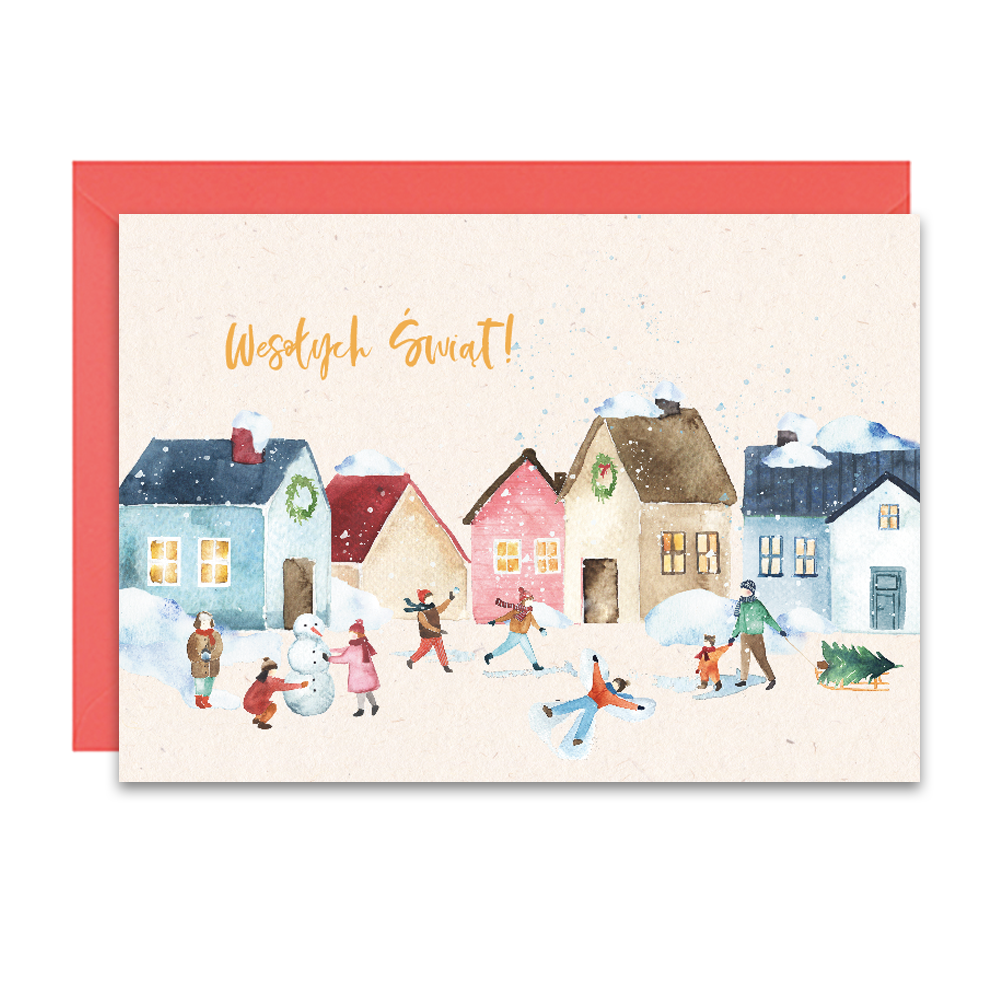 Greeting card - Paperwords - Christmas town, A6
