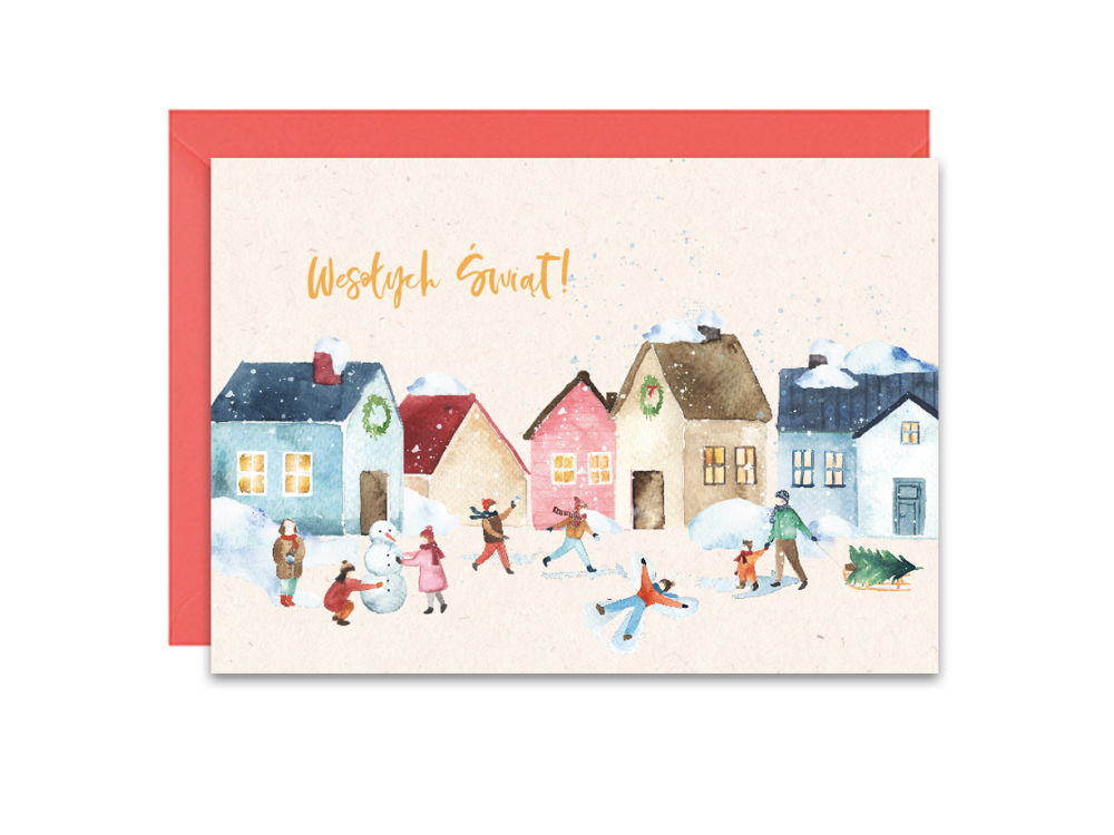 Kartka okolicznościowa - Paperwords - Świąteczne miasteczko, A6