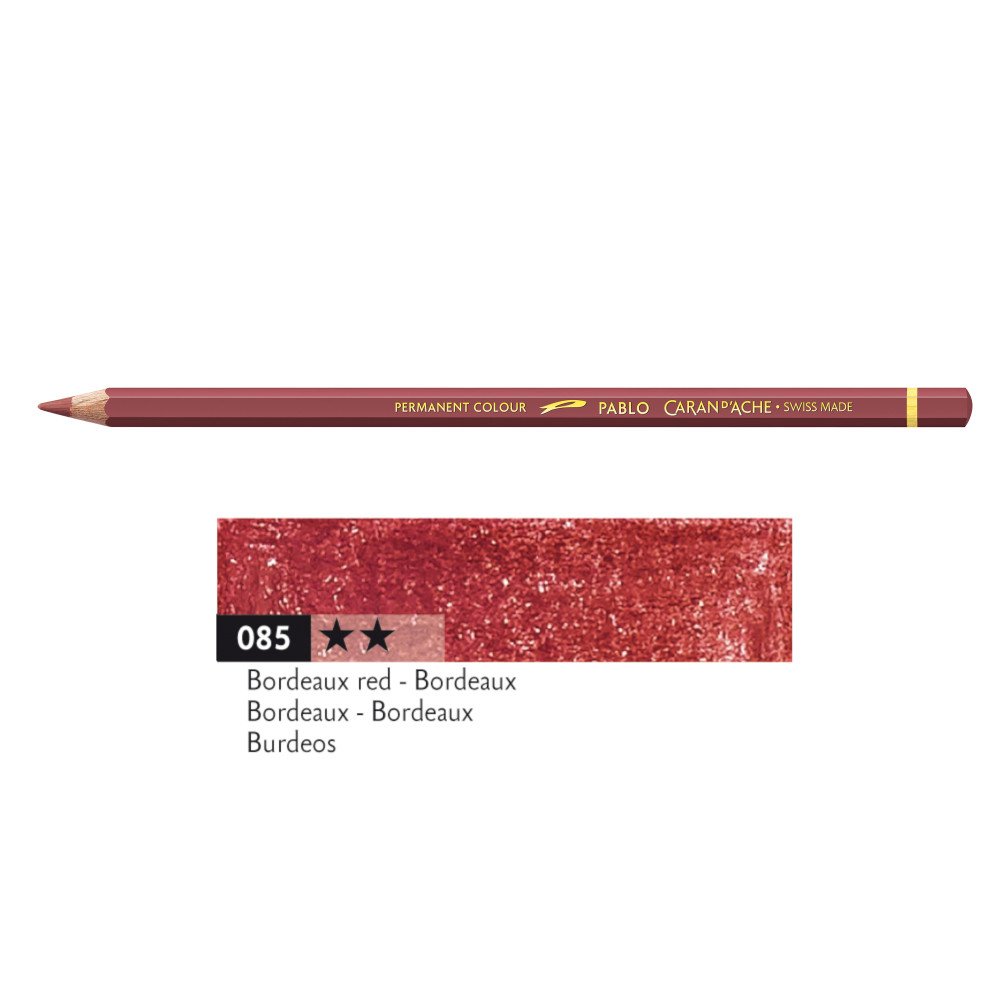 Pablo colored pencil - Caran d'Ache - 085, Bordeaux Red