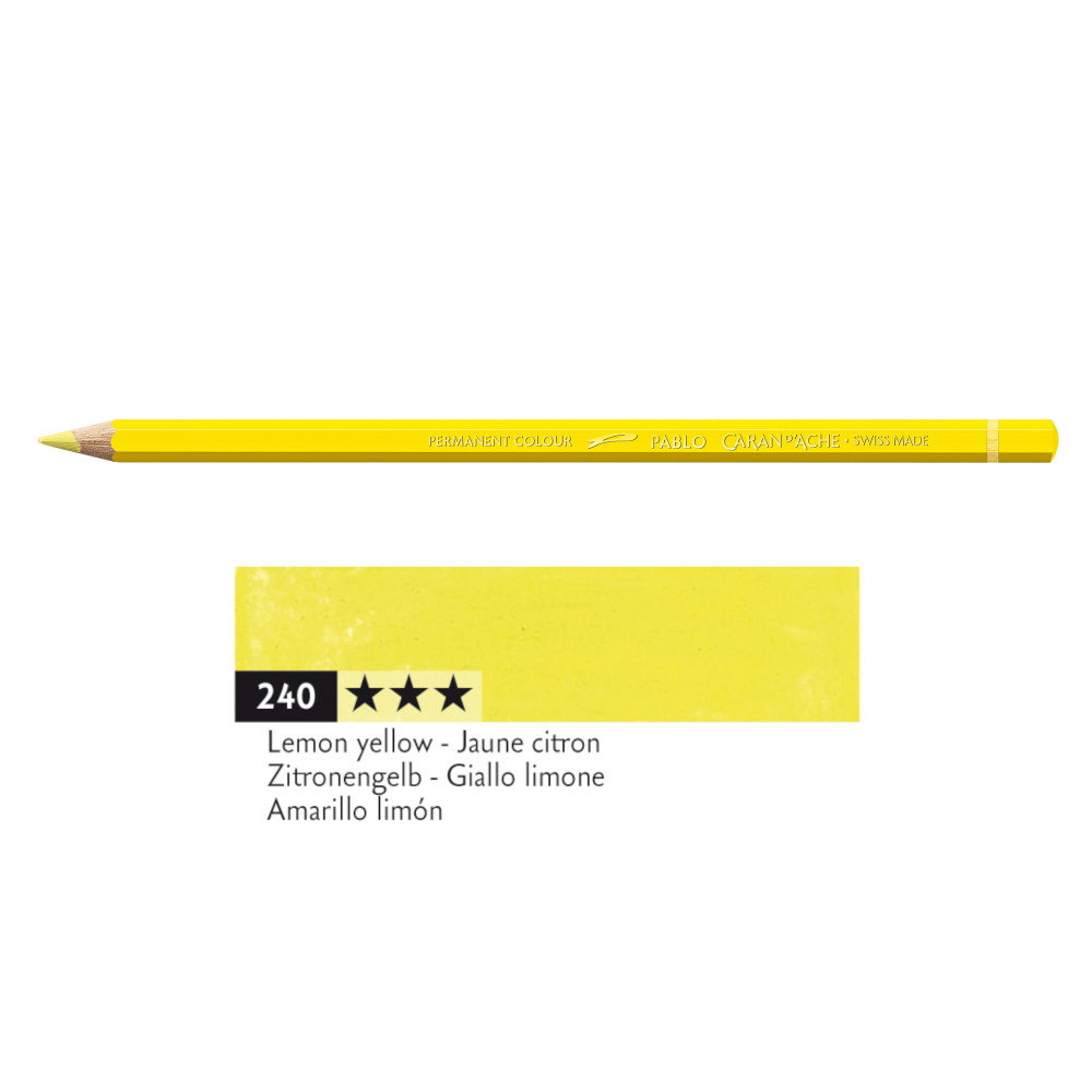 Pablo colored pencil - Caran d'Ache - 240, Lemon Yellow
