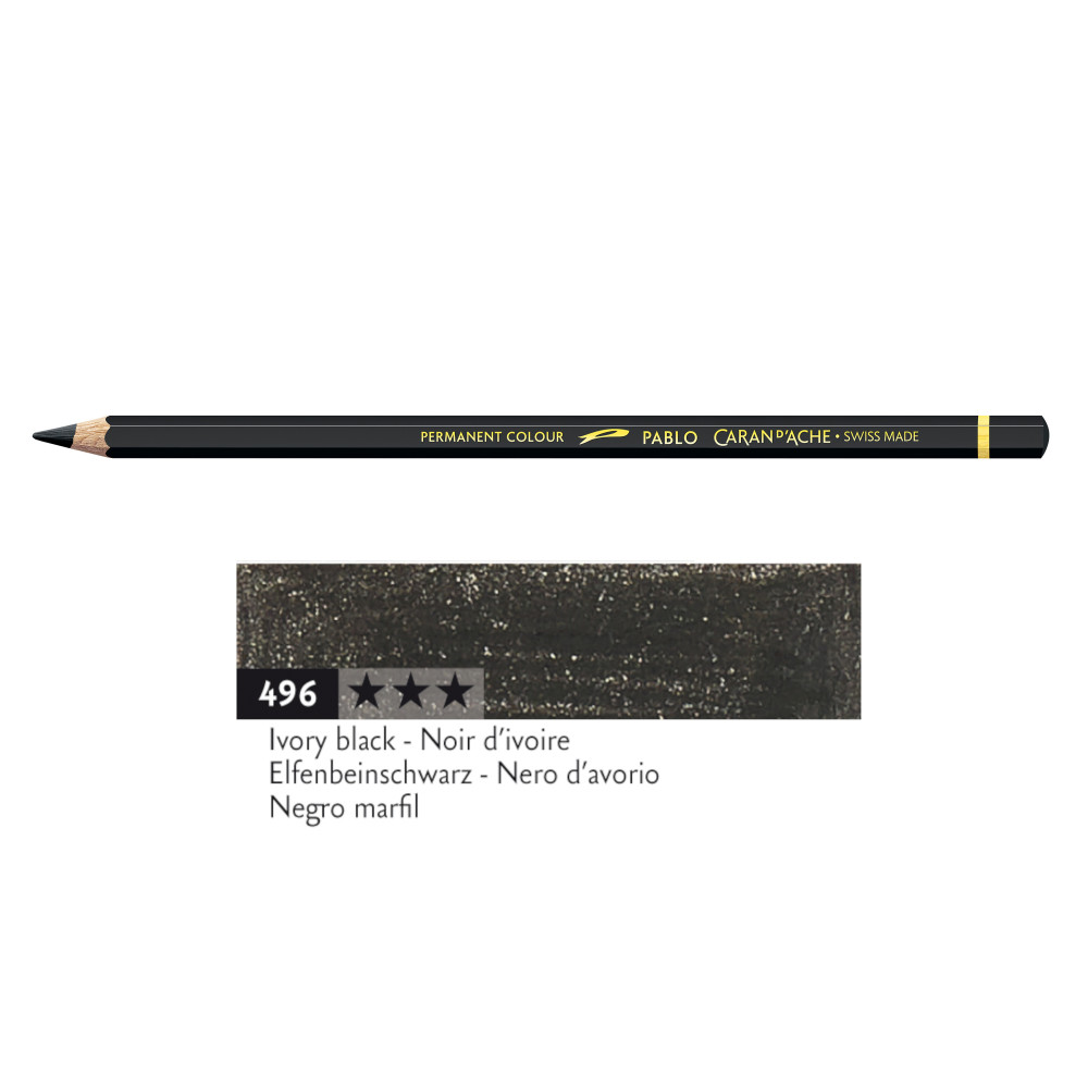 Pablo colored pencil - Caran d'Ache - 496, Ivory Black