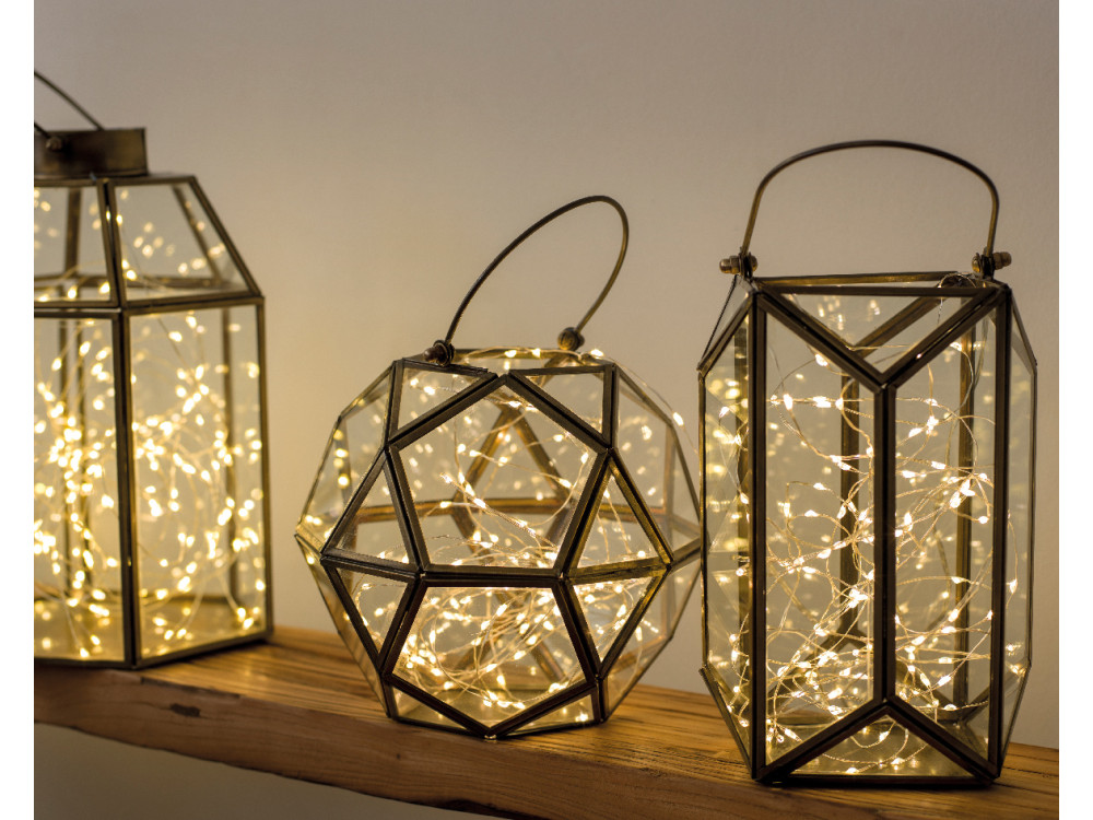 Lampki dekoracyjne LED - srebrne, ciepłe światło, 2,95 m
