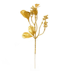 Christmas branch with glitter - gold, 30 cm
