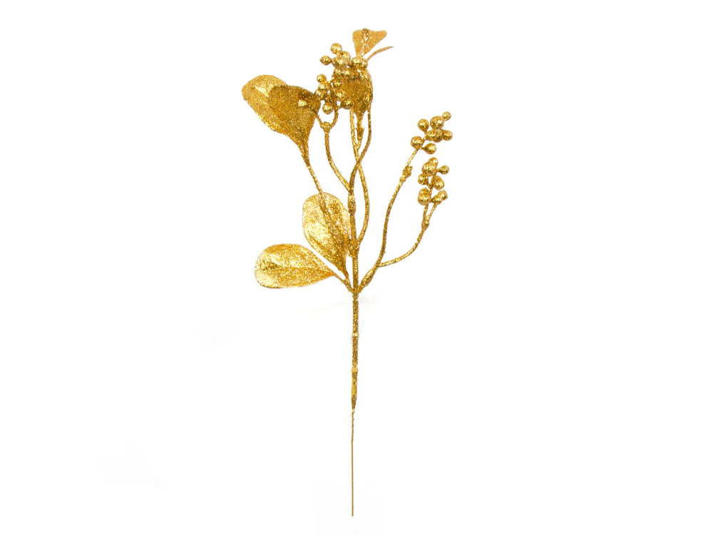 Christmas branch with glitter - gold, 30 cm