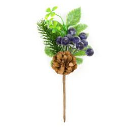 Gałązka świąteczna z szyszką i owocami - 26 cm