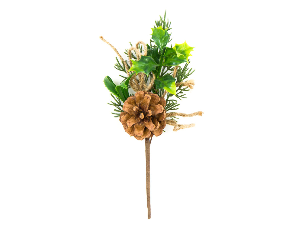 Gałązka świąteczna z szyszką - 26 cm