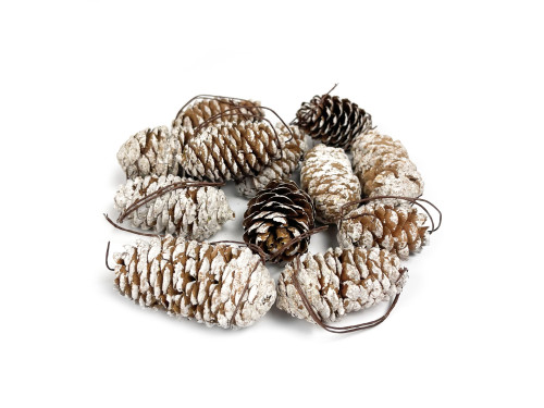Decorative bleached cones on wires - 5 cm, 12 pcs.