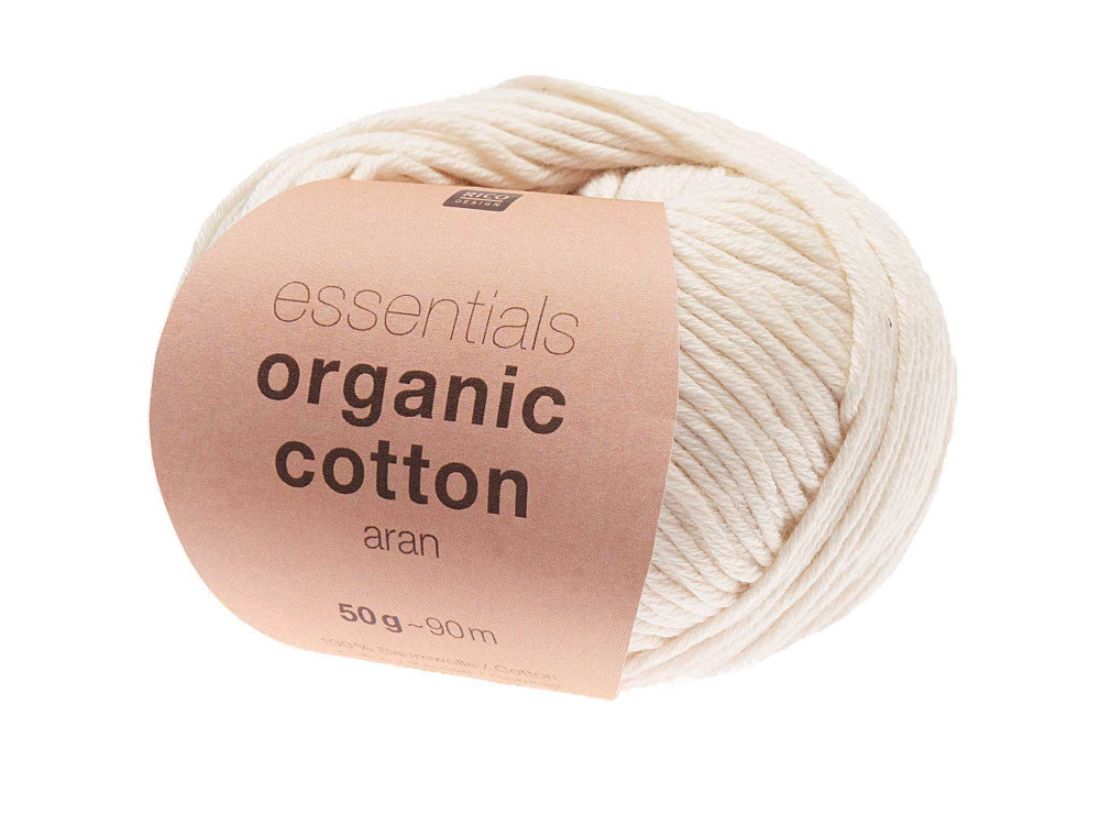 Essentials Organic Cotton Aran cotton yarn - Rico Design - Cream, 50 g