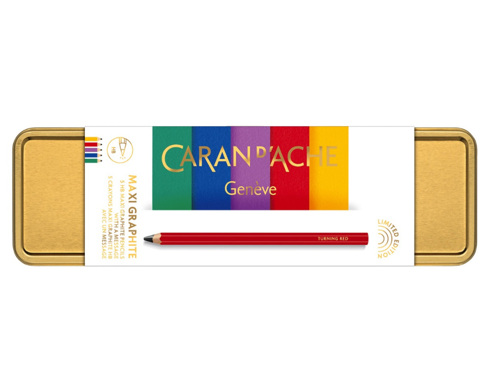 Zestaw ołówków Maxi Graphite, Colour Treasure w etui - Caran d'Ache - HB, 5 szt.