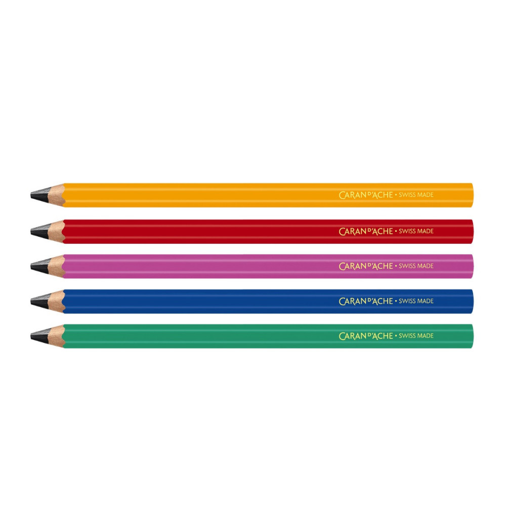 Set of Maxi Graphite, Colour Treasure pencils with case - Caran d'Ache - HB, 5 pcs.