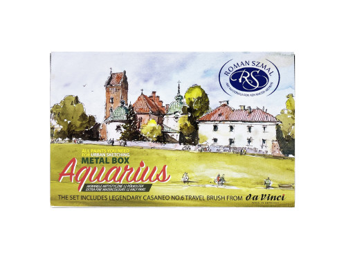 Akwarele Aquarius w półkostkach, Urban Sketchers z pędzlem - Roman Szmal - 12 kolorów