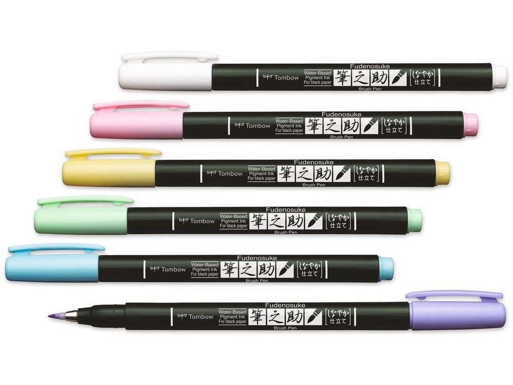 Set of Fudenosuke Brush Pen - Tombow - 6 colors