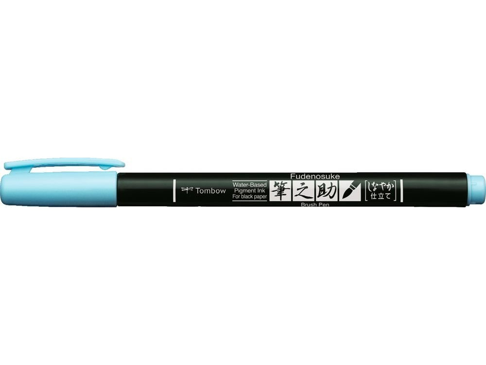 Pisak do kaligrafii Fudenosuke Brush Pen, Pastel - Tombow - Light Blue