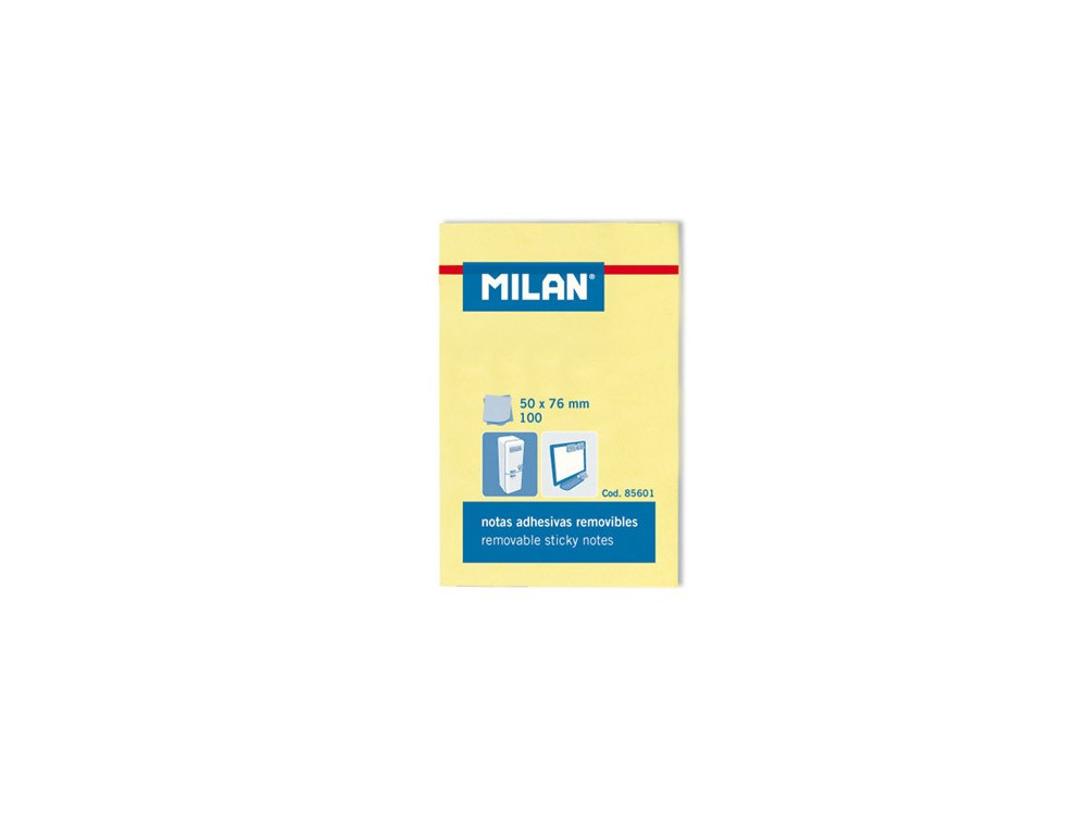 Karteczki samoprzylepne 50 x 76 mm - Milan - żółte, 100 szt.