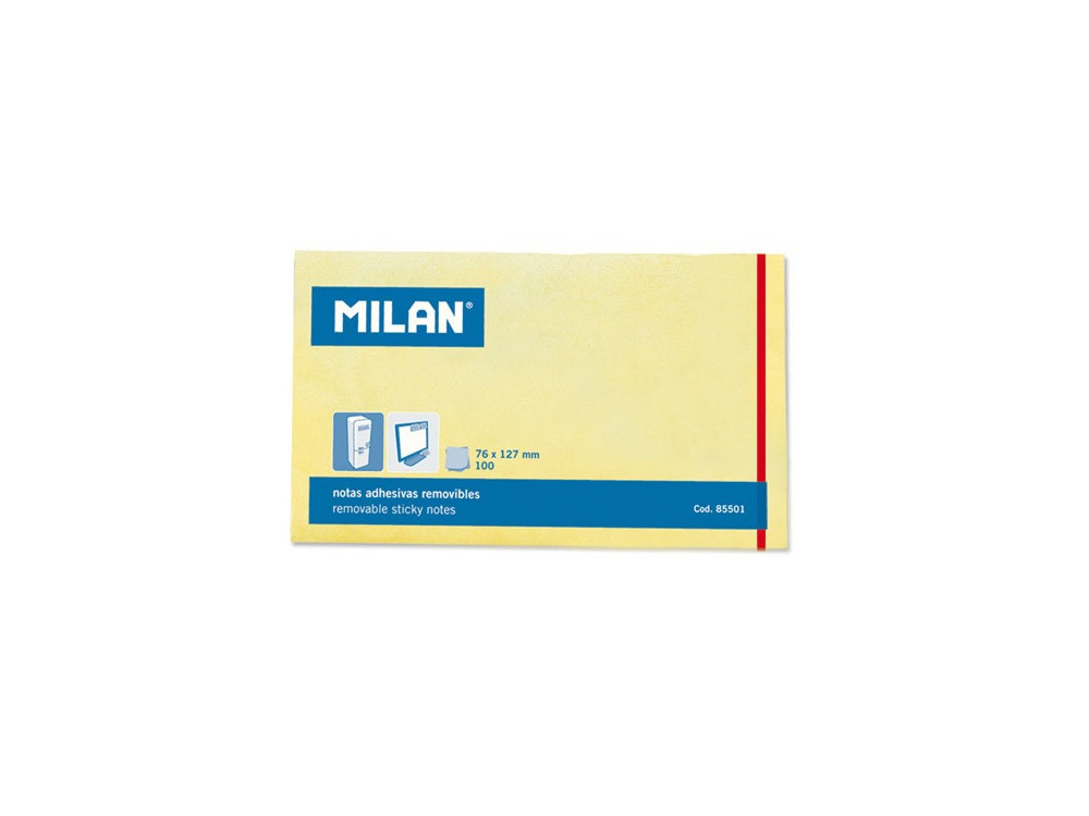 Karteczki samoprzylepne 76 x 127 mm - Milan - żółte, 100 szt.