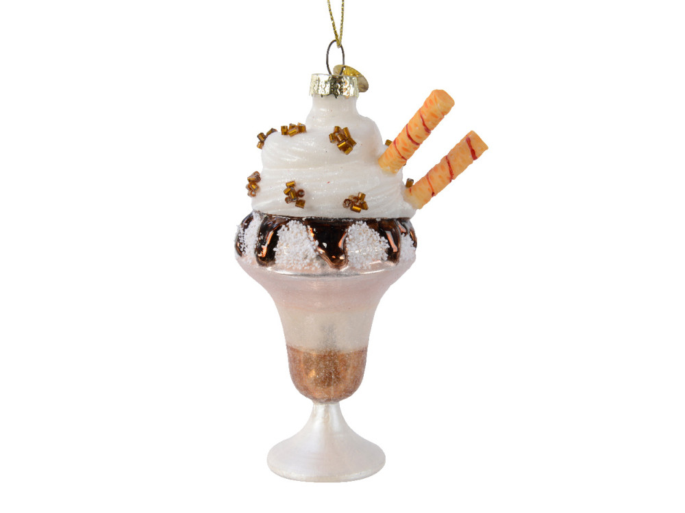 Glass Ice cream dessert bauble - 5,5 cm x 7,5 cm x 12,3 cm