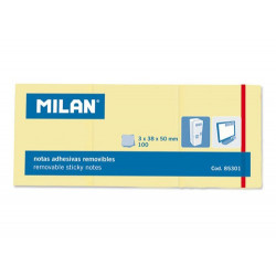 3x100 Adhesive Notes 38x50 mm Yellow