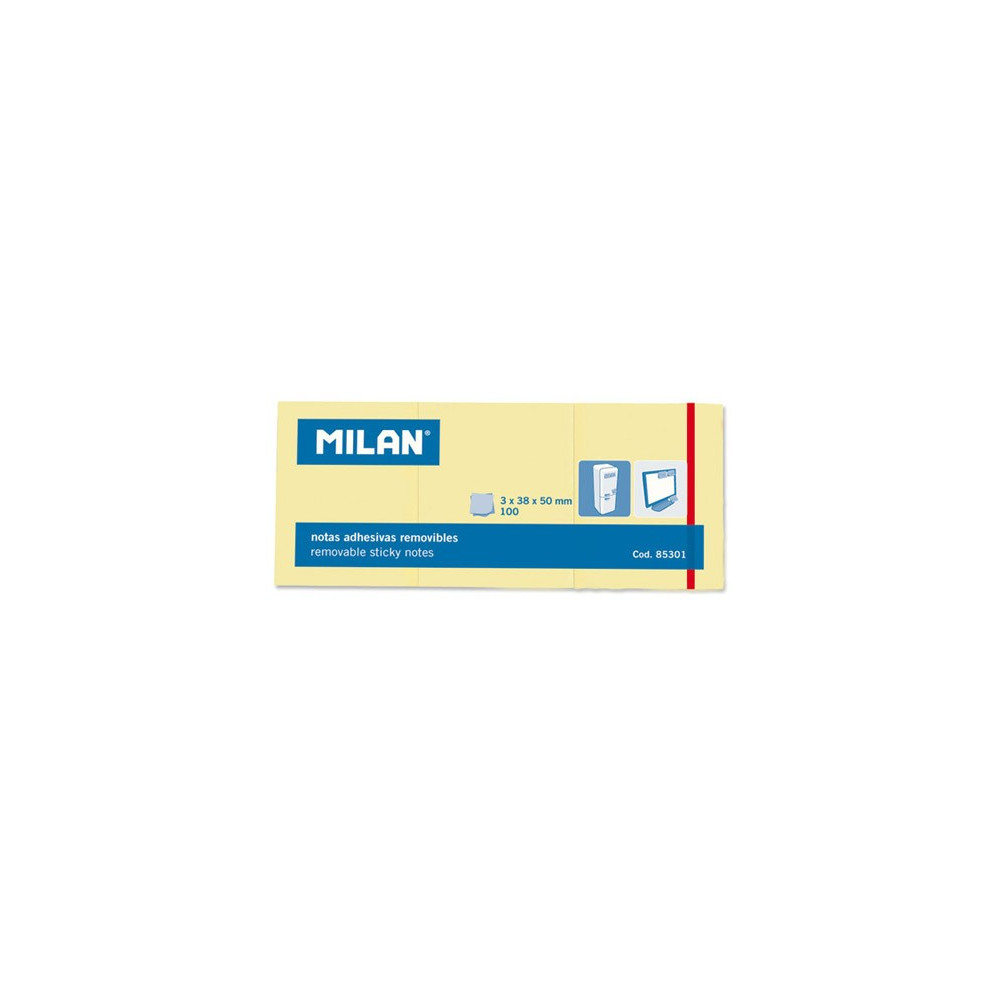 3x100 Adhesive Notes 38x50 mm Yellow