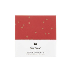 Papier origami, Stars - Paper Poetry - czerwony, 10 x 10 cm, 32 ark.