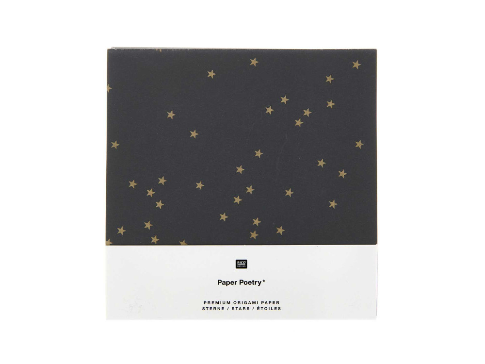 Origami paper, Stars - Paper Poetry - black, 15 x 15 cm, 32 sheets