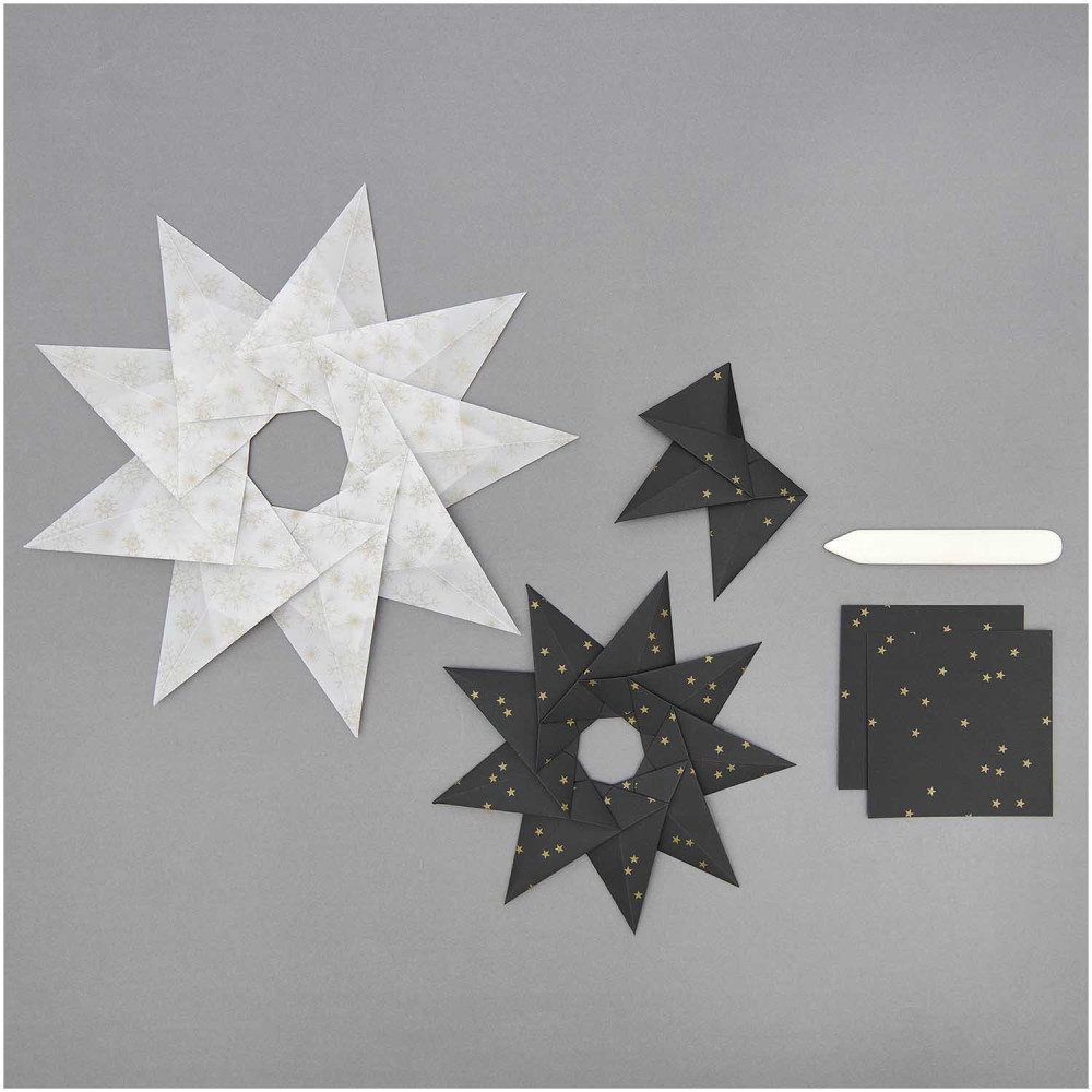 Papier origami, Stars - Paper Poetry - czarny, 10 x 10 cm, 32 ark.